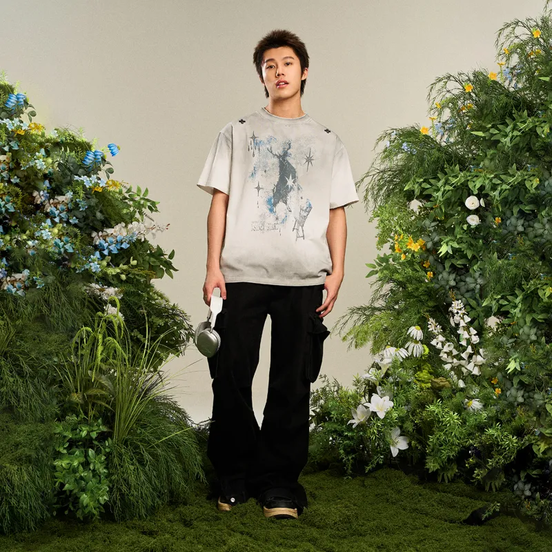 NSTNEW START T Shirts Unisex Dirty Dyed Light Gray-5