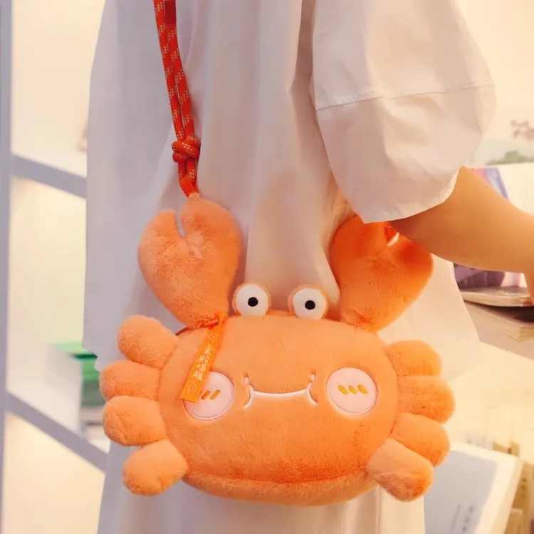 SUZHOU MUSEUM Long Plush Shoulder Bag, Crossbody Bag Unisex Orange-1