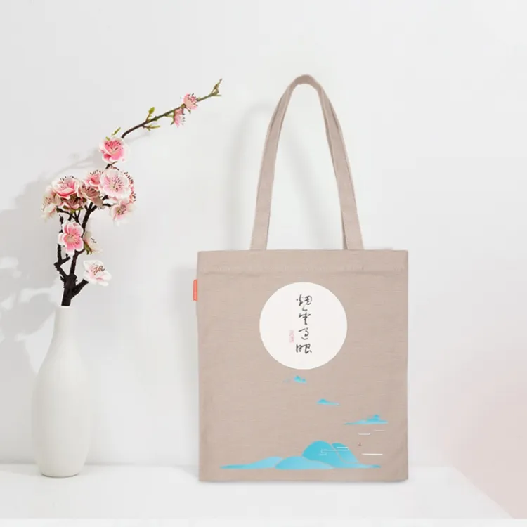 SUZHOU MUSEUM Cotton Tote Bag, Shoulder Bag Medium Size Unisex Blue/Gray-5