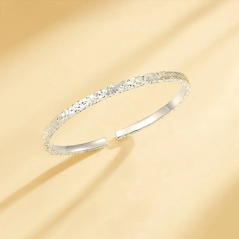 YUJIANDOUDOU 999 Fine Silver Bangles Women's-1