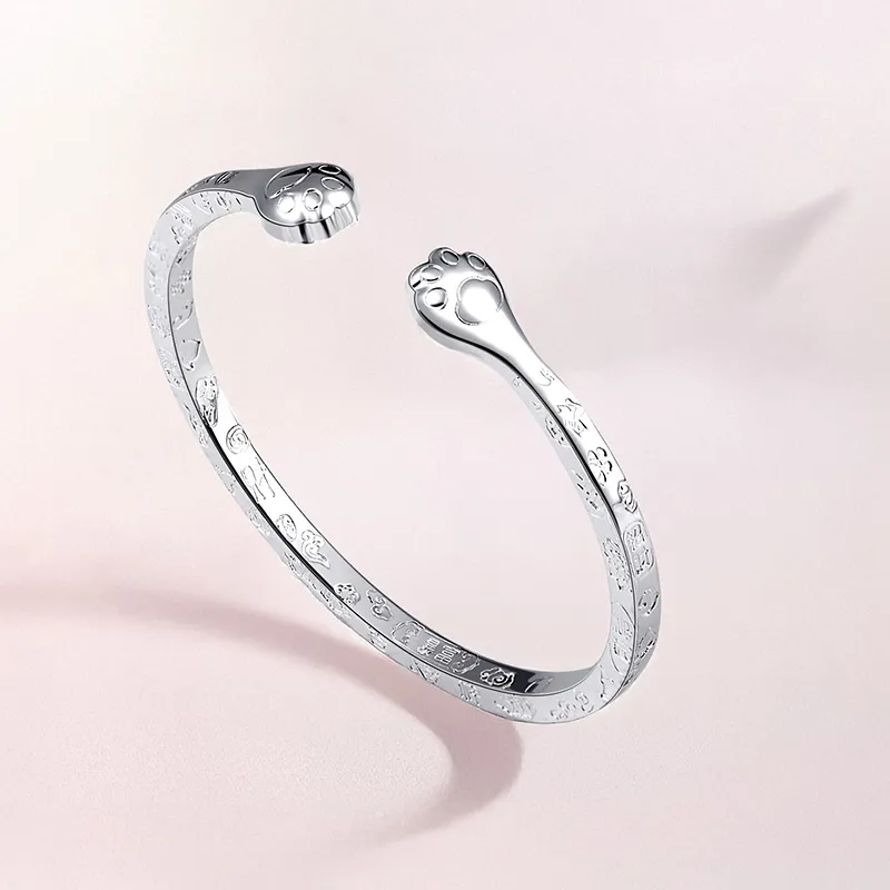 YUJIANDOUDOU 999 Fine Silver Bangles Women's-1