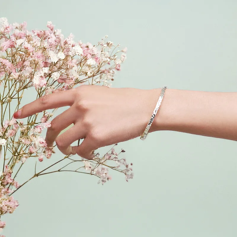 YUJIANDOUDOU 999 Fine Silver Bangles Women's-4
