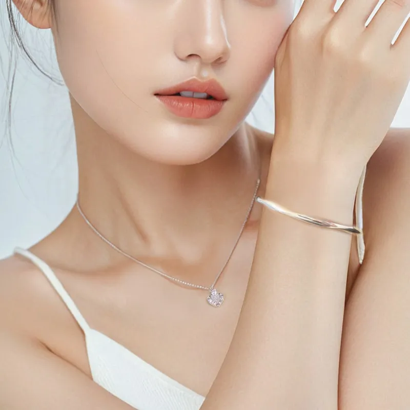 YUJIANDOUDOU S999 Fine Silver Bangles Women's-3