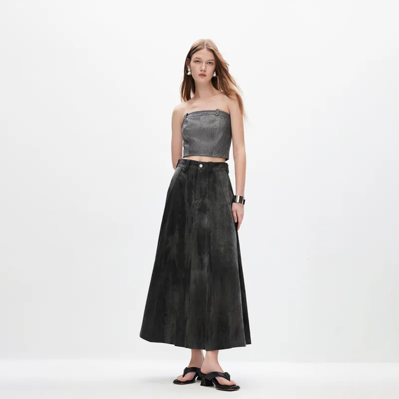 ONLY Denim Long Skirt Women's H0K Donna Light Gray Print-3