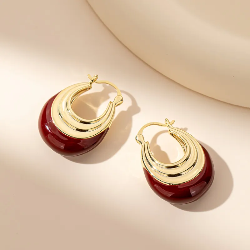QLADY Oil Drip Earrings Women's-3