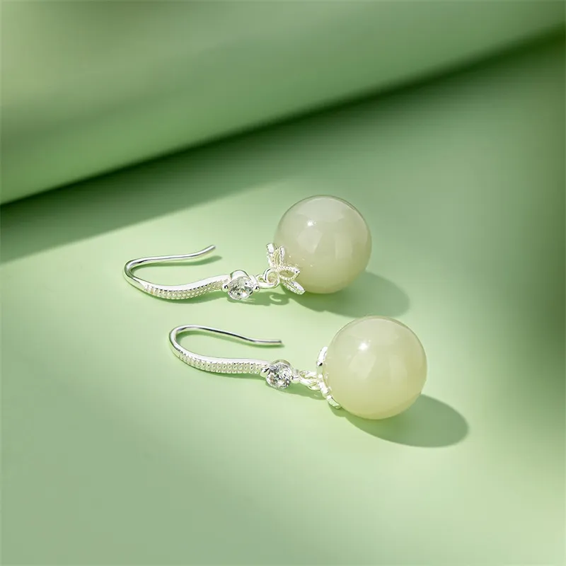 QLADY Earrings Green Jade Women's-8