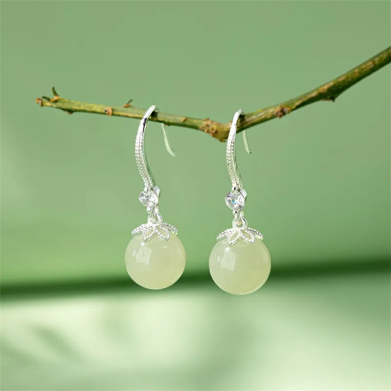 QLADY Earrings Green Jade Women's-2