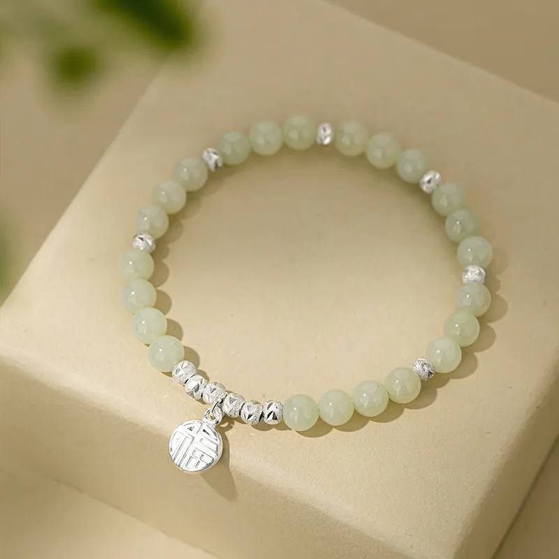 QLADY Hetian Jade Bracelets Pale Greenish White Jade Women's-7