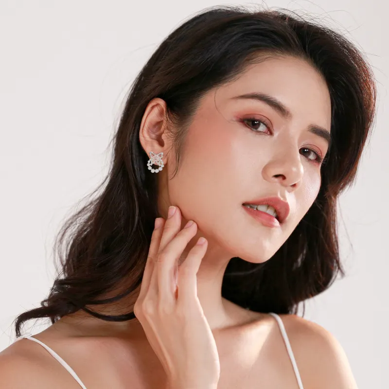 QLADY 925 Sterling Silver Stud Earrings Women's-2