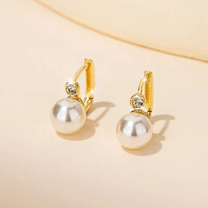 QLADY S925 Sterling Silver Stud Faux Pearl Earrings Women's-1
