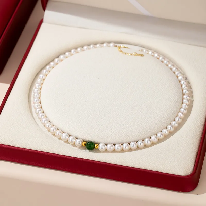 QLADY Pearl Gold Necklace Women's-1