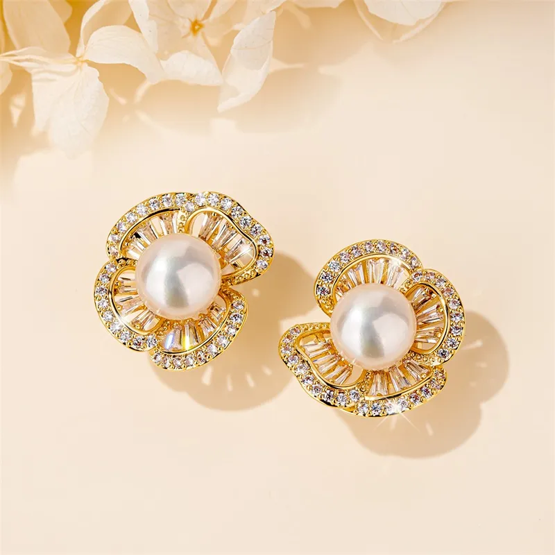 QLADY Freshwater Pearl Stud Earrings Women's-1