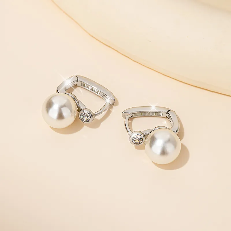 QLADY S925 Sterling Silver Stud Faux Pearl Earrings Women's-8