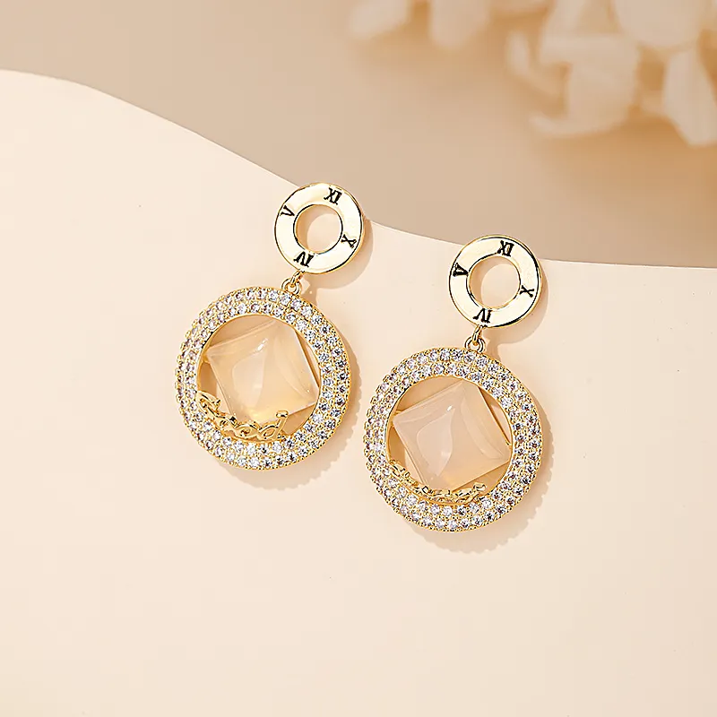 QLADY Chalcedony Earrings Women's-3