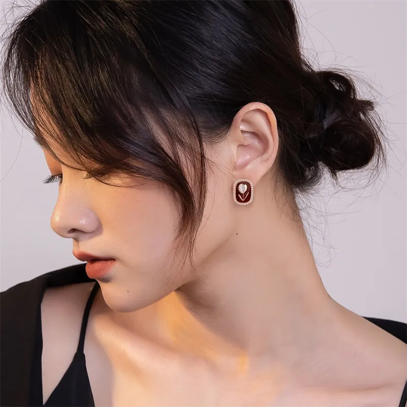 QLADY S925 Silver Stud Earrings Women's-4