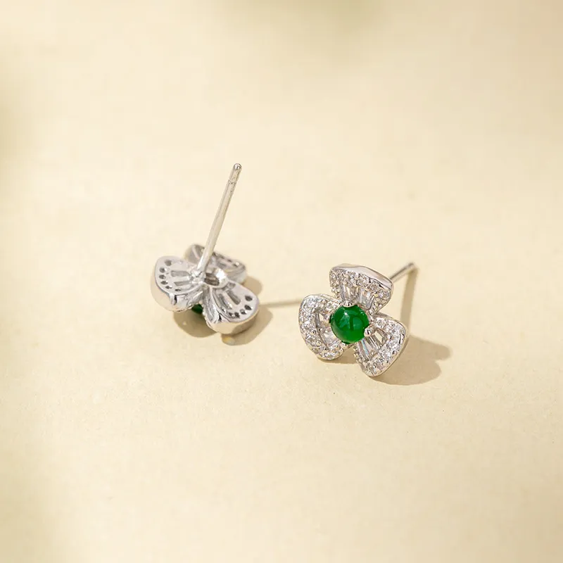 QLADY Ice Type Jadeite Stud Earrings Women's-1