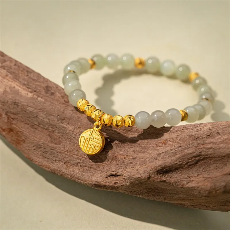 QLADY Hetian Jade Bracelets Pale Greenish White Jade Women's-4