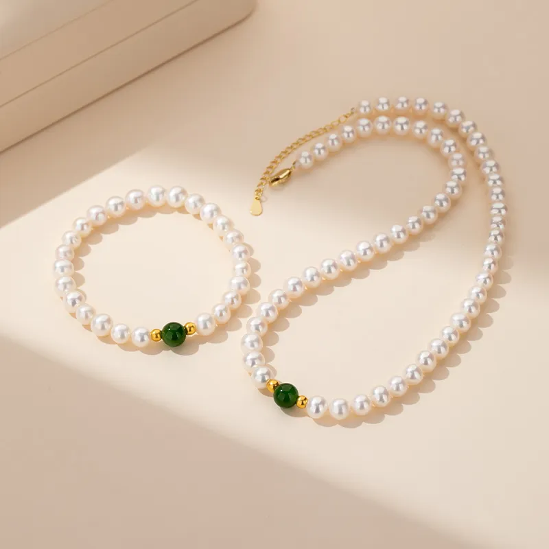 QLADY Pearl Gold Necklace Women's-7