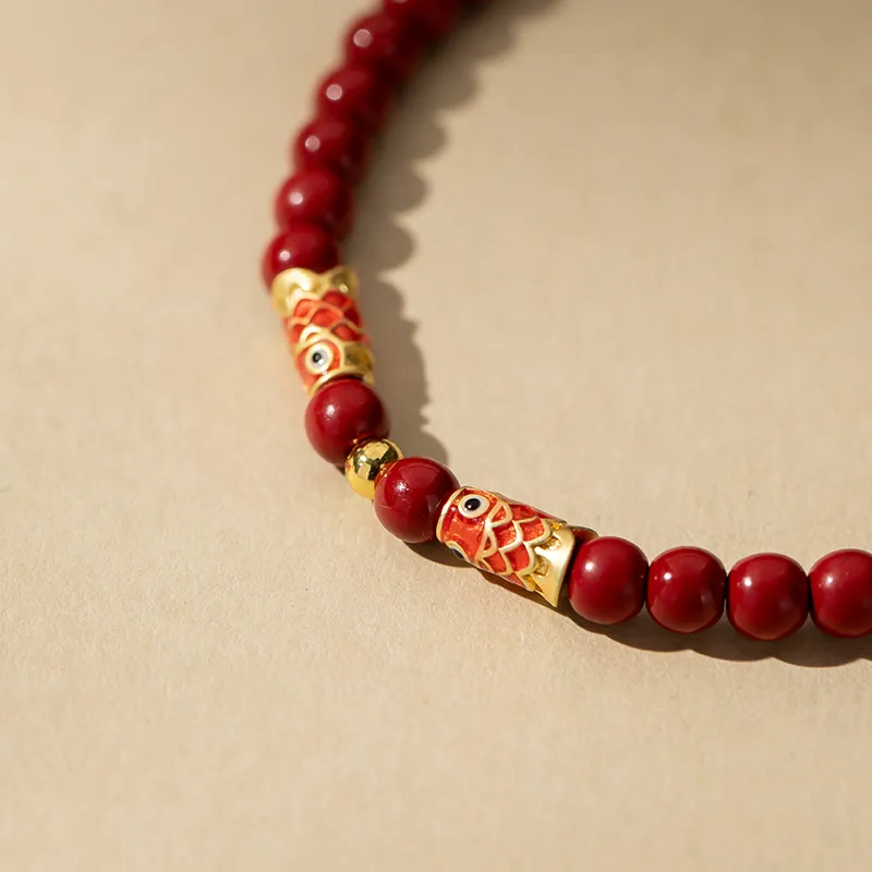 QLADY Reconstructed Cinnabar Bracelets Unisex-4