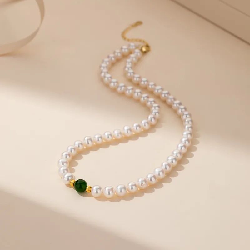 QLADY Pearl Gold Necklace Women's-11