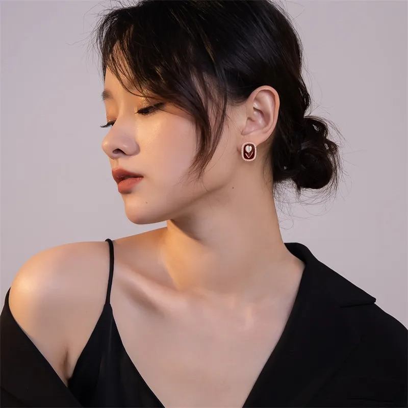 QLADY S925 Silver Stud Earrings Women's-2