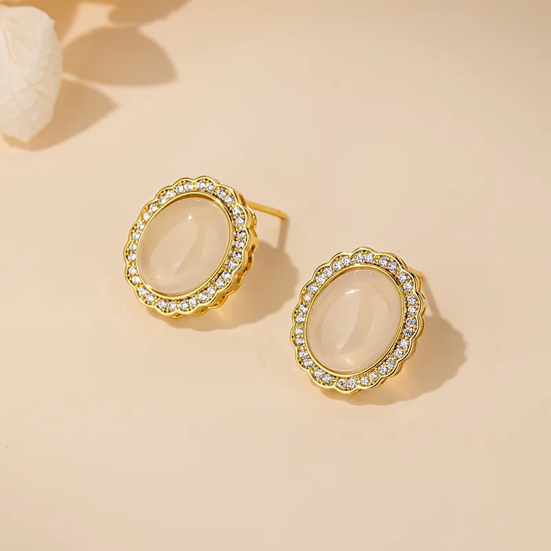 QLADY Agate Stud Earrings Women's-4