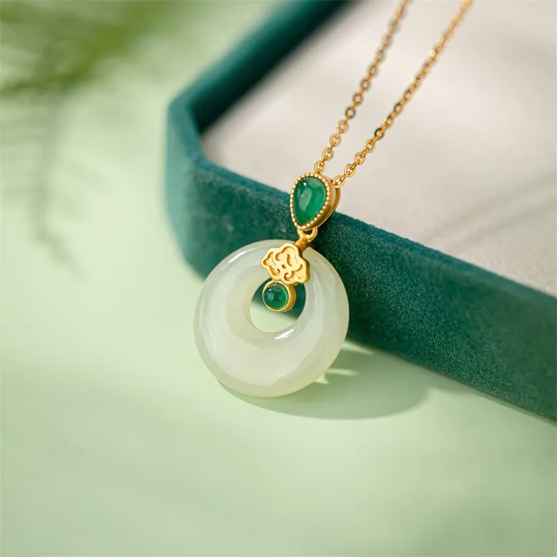 QLADY Chalcedony 20mm Elegant Peaceful Buckle Necklace Women's-2