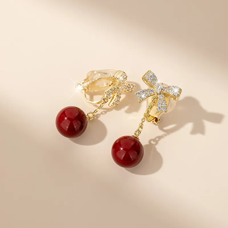 QLADY Faux Pearl Clip On Earrings Women's-5