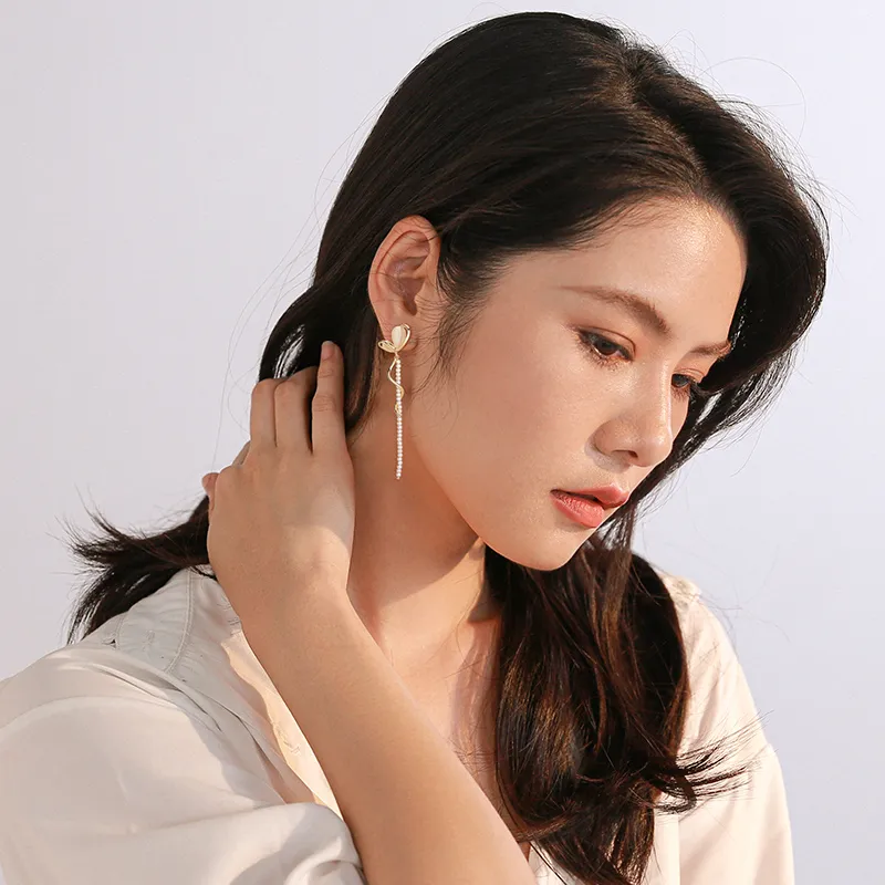 QLADY S925 Silver Stud Earrings Women's-4