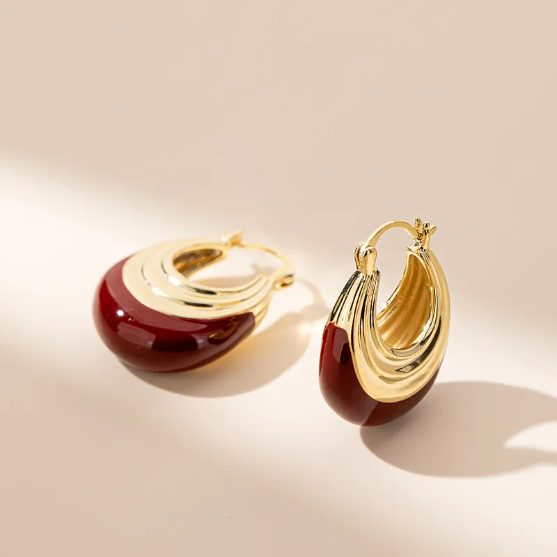 QLADY Oil Drip Earrings Women's-5