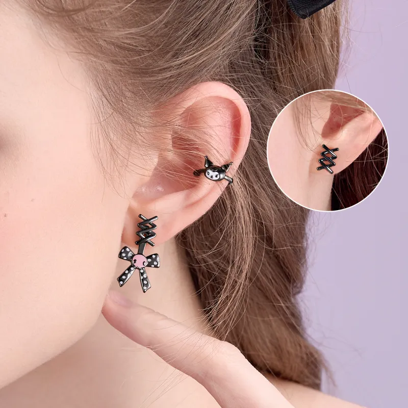 TIDECOLOR Kulomi Copper Stud Earrings Women's Black-2
