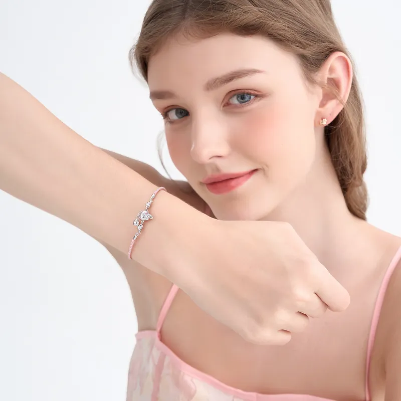 TIDECOLOR Melodi S925 Silver Bracelets Women's Silver Pink-3