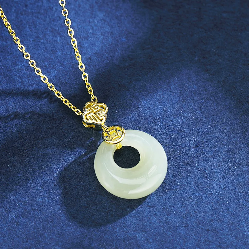 ZENGCAI Hetian Jade Necklaces Pale Greenish White Jade Women's-1
