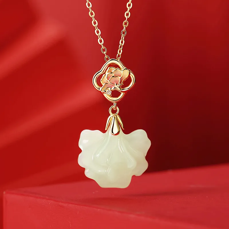 ZENGCAI New Chinese Style Chinese Fashion Trend Niche Design Carved Jade Necklace Pale Greenish White Jade Women's-1