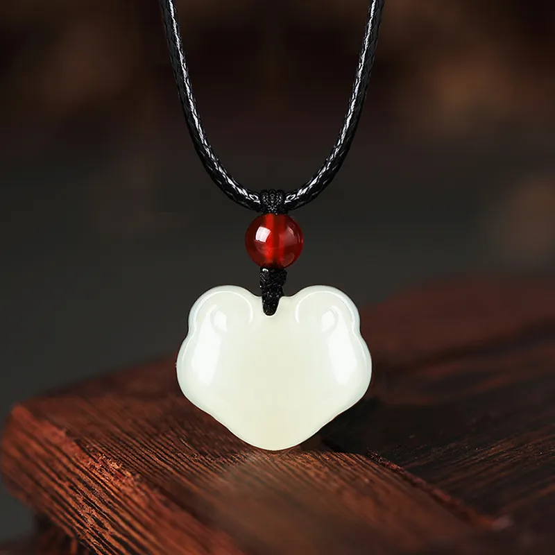 ZENGCAI Chinese Style New Chinese Style Peaceful Ruyi Lock Jade Pendant Pale Greenish-White Jade Women's-3
