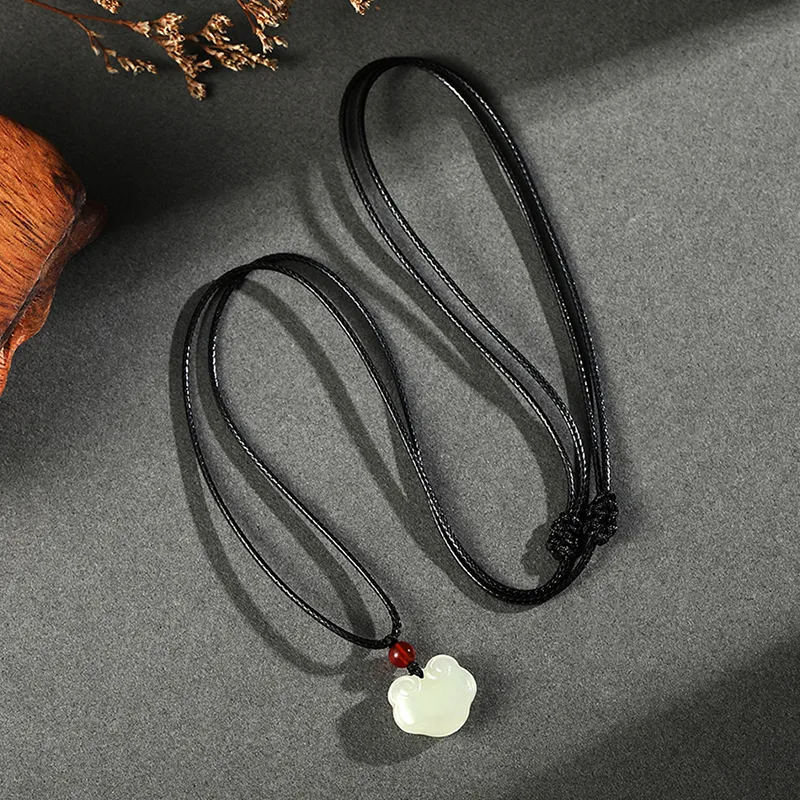 ZENGCAI Chinese Style New Chinese Style Peaceful Ruyi Lock Jade Pendant Pale Greenish-White Jade Women's-2