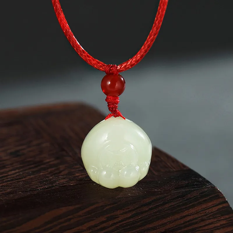 ZENGCAI Fashion Carved Jade Pendant Necklace Pale Greenish White Jade Women's-2