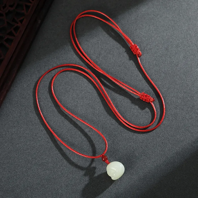 ZENGCAI Fashion Carved Jade Pendant Necklace Pale Greenish White Jade Women's-3