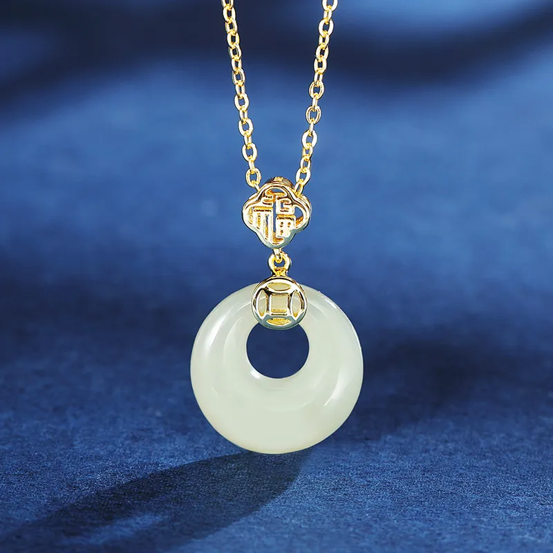 ZENGCAI Hetian Jade Necklaces Pale Greenish White Jade Women's-2