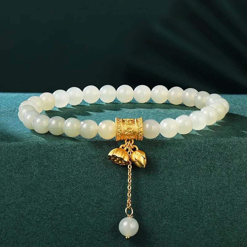 ZENGCAI Hetian Jade Bracelets Pale Greenish White Jade Women's-1