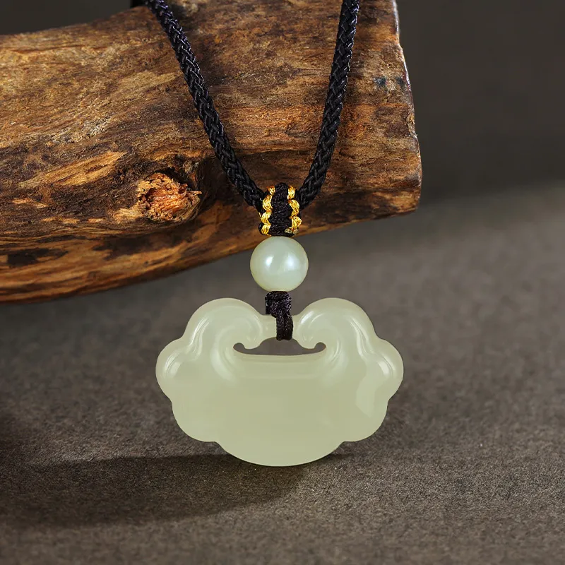 ZENGCAI Chinese Style Carving Auspicious Cloud Jade Pendant, Necklace Green Jade Women's-5