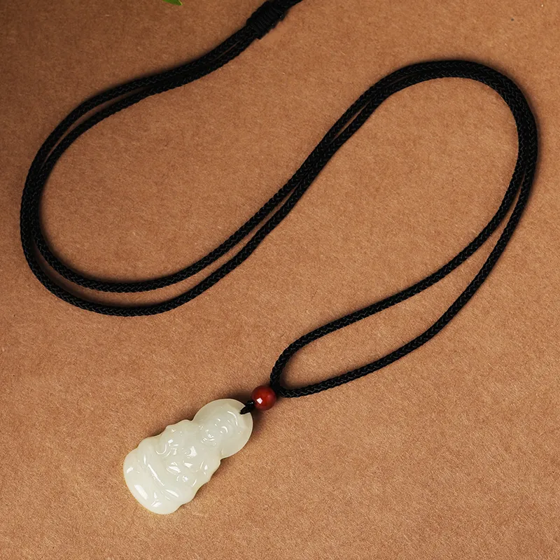 ZENGCAI Jade Buddha Pendant Of Bodhisattva Pale Greenish White Jade Unisex-3