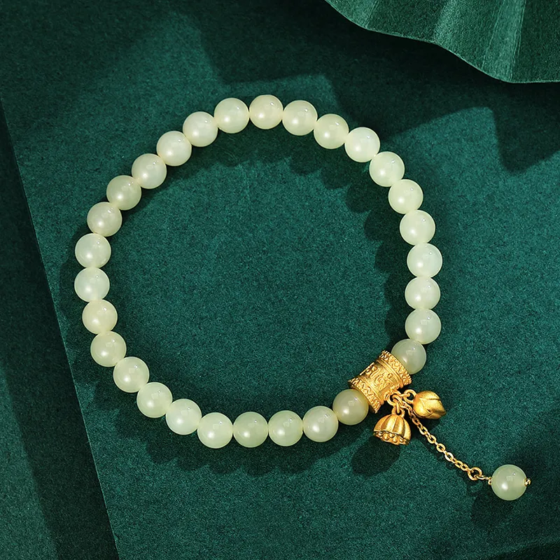 ZENGCAI Hetian Jade Bracelets Pale Greenish White Jade Women's-2