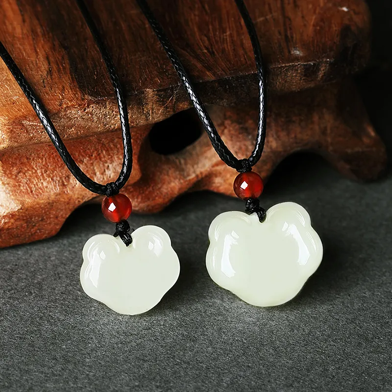 ZENGCAI Chinese Style New Chinese Style Peaceful Ruyi Lock Jade Pendant Pale Greenish-White Jade Women's-1