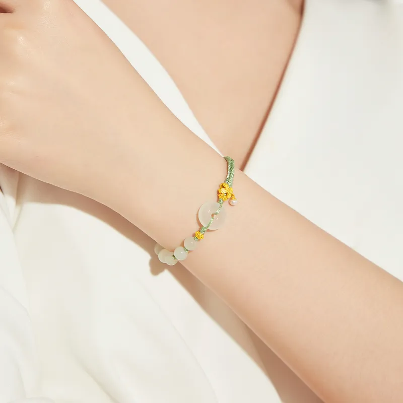 Branded Jewelry Hetian Jade Bracelets Pale Greenish White Jade Women's-2