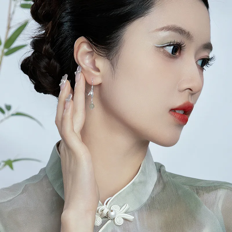 Branded Jewelry Earrings Green Jade Women's-3