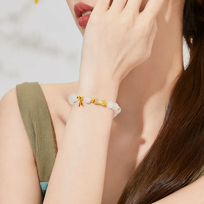 Branded Jewelry Hetian Jade Bracelets Pale Greenish White Jade Women's-4