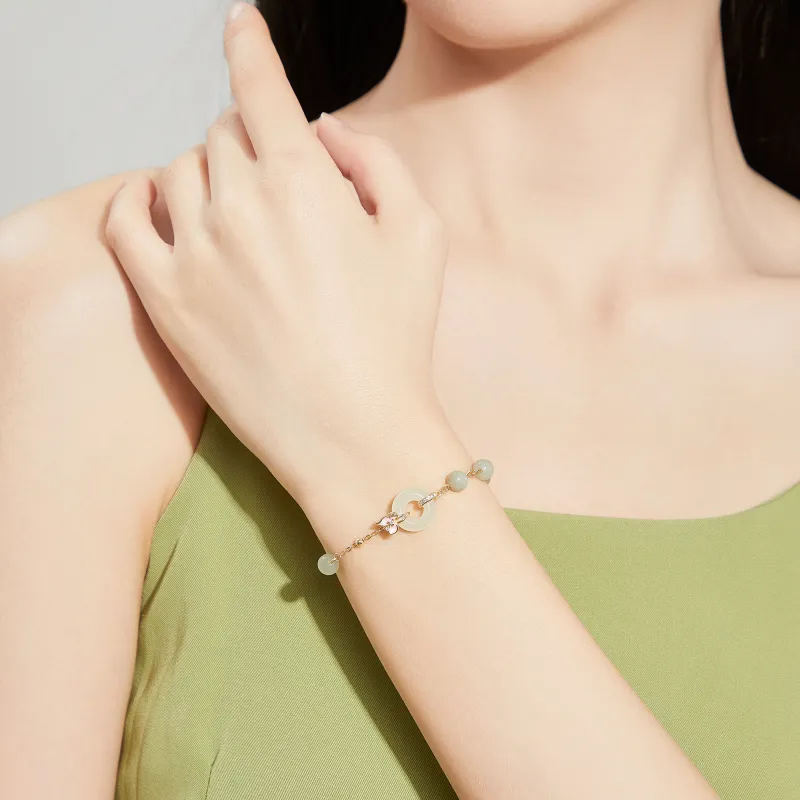 Branded Jewelry Bracelets Pale Greenish White Jade Women's-3