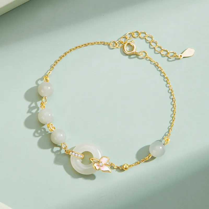 Branded Jewelry Bracelets Pale Greenish White Jade Women's-4