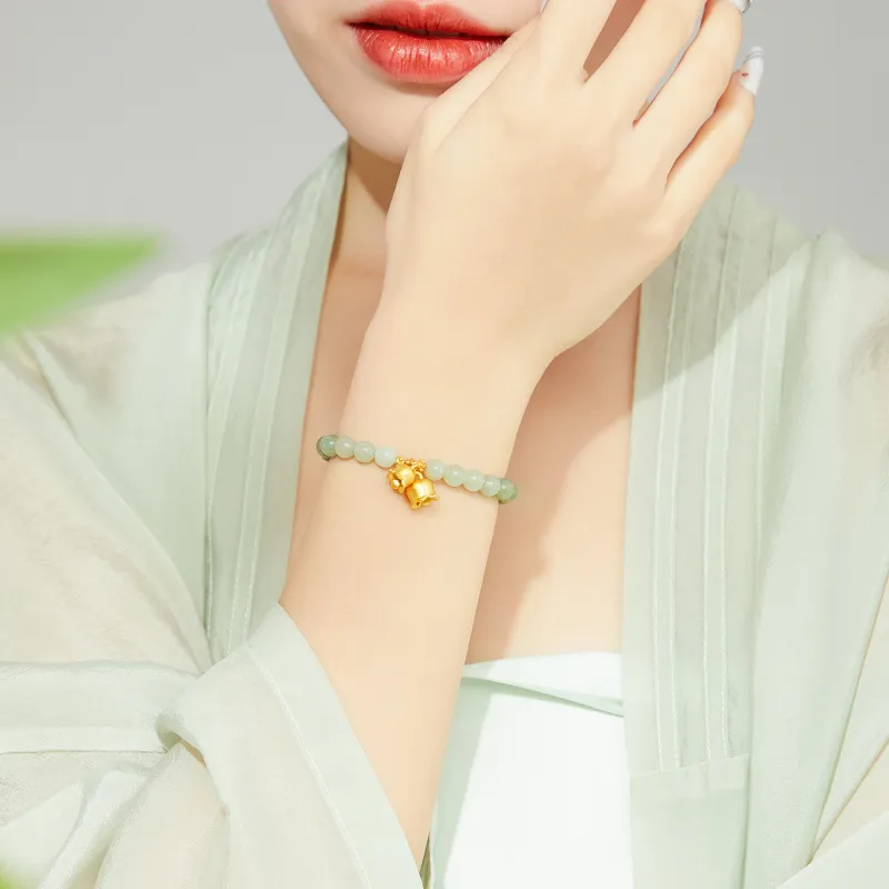 Branded Jewelry Hetian Jade Bracelets Pale Greenish White Jade Women's-1
